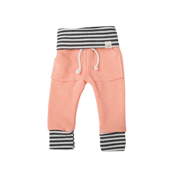 Peach and grey stripe sweatpants baby heather by ShopLuluandRoo