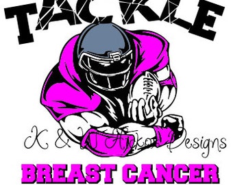 Svg File Football Tackle Breast Cancer Svg Dxf Cutting File, Breast Cancer Craft Supplies, Cancer Dxf File, Football SVG, Cricut Download