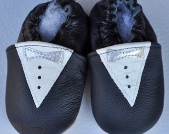 black tuxedo slippers