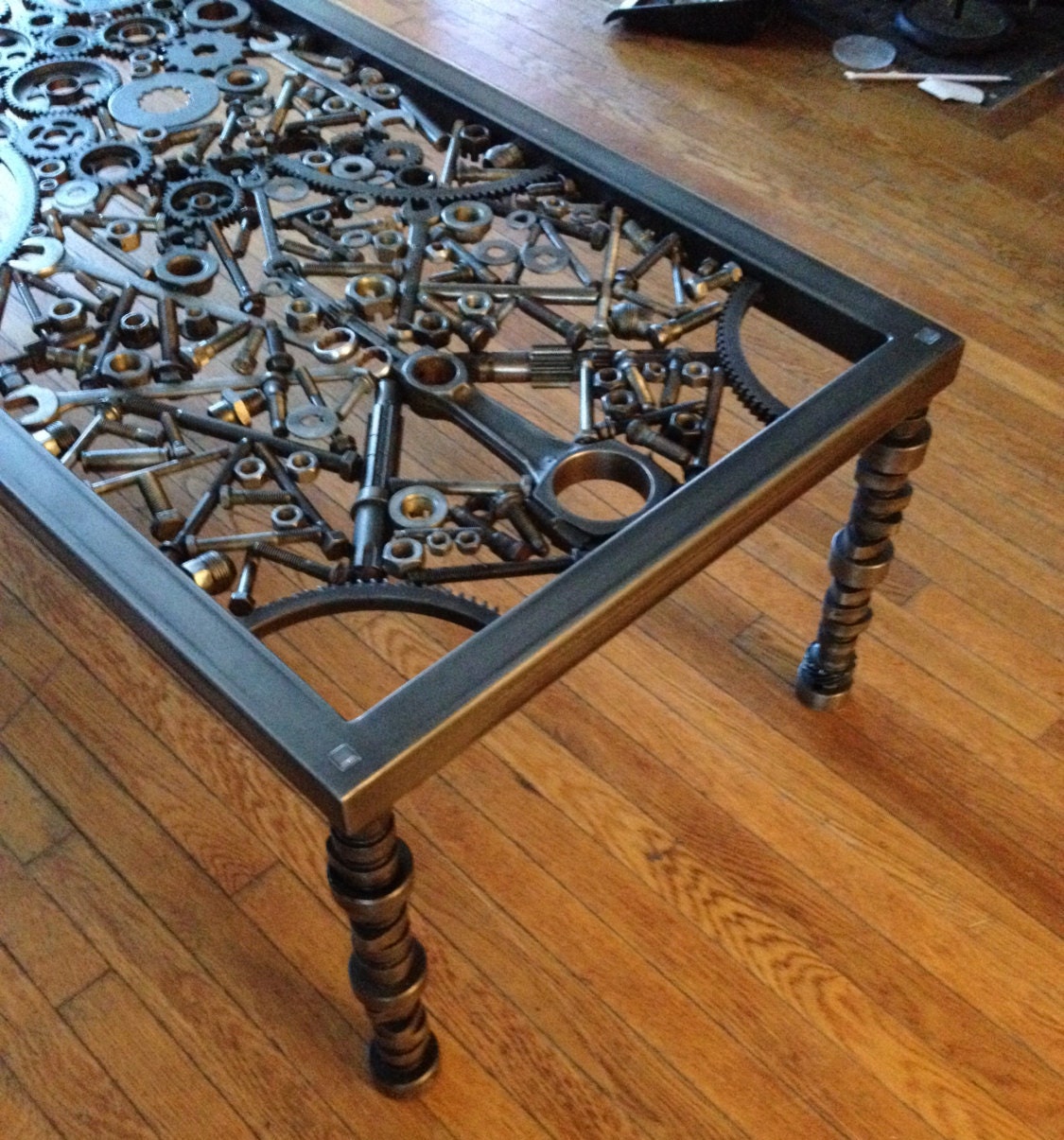 Hand made coffee table metal coffee table metal art table