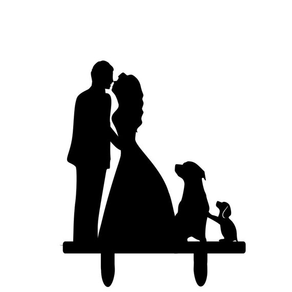 Bride and Groom Silhouette Cake Topper Bride and Groom kissing