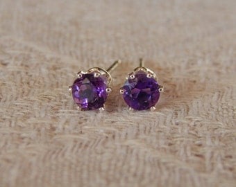 Amethyst 4mm Studs, Amethyst Stud Earrings, African Amethyst Earrings, Amethyst Post Earrings, February Birthstone, Natural Amethyst