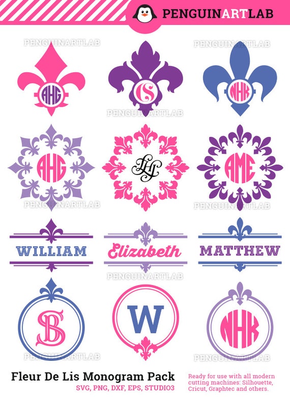 Download Fleur De Lis SVG Monogram Frames Pack svg eps dxf png