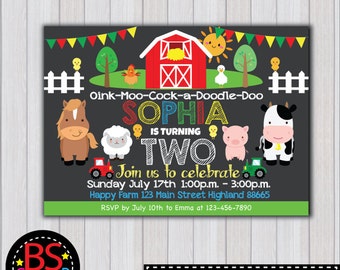 FARM BIRTHDAY Invitation, Farm Birthday Party invitation, Farm Party invite, Barnyard birthday party, Farm birthday chalkboard