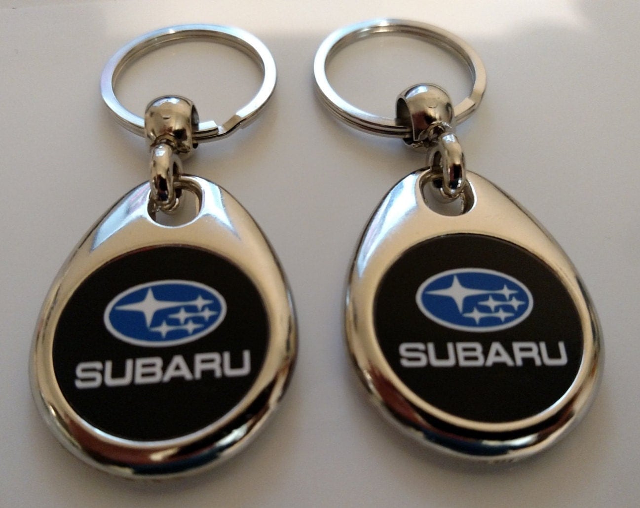 SUBARU KEYCHAIN SET black fob car logo double sided
