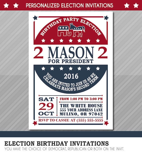 Election Birthday Invitation Election Party By Wolcottdesigns