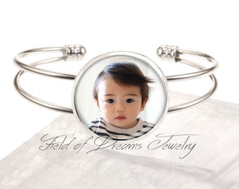 CUSTOM PHOTO BRACELET Personalized Custom Silver Plated Photo Text Bracelet Your Words Bracelet Personalized Photo Text Custom Bracelet Gift