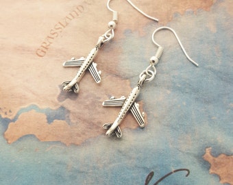 Aeroplane Earrings, Airplane Earrings, Plane Jewellery, Little Earrings, Travel Jewelry, Aircraft Earrings, Traveller Gift, Holiday Jewelry