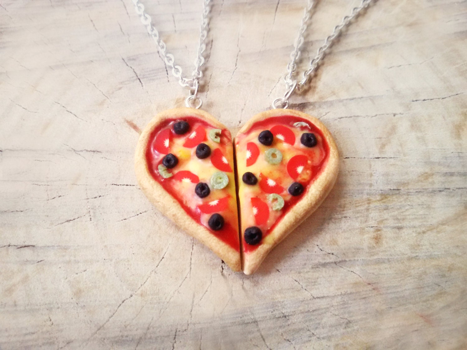 Heart Pizza friendship necklaces pizza necklace pizza charm