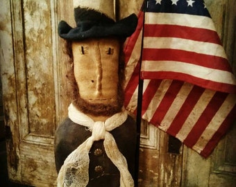 Primitive Lincoln doll Folk art Abe Lincoln Make do fAap Haha Hafair