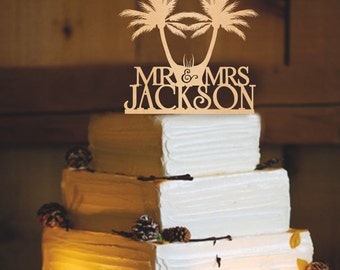 Rustic Wedding Cake Topper - Personalized Monogram Cake Topper - Mr and Mrs - Cake Decor - Bride and Groom