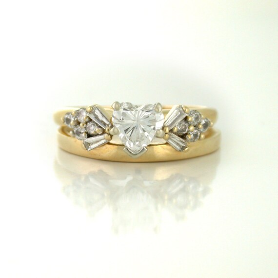 Romantic Heart Diamond and Wrap .57ct Heart Diamond Engagement Ring 14kt yellow gold Wedding Band
