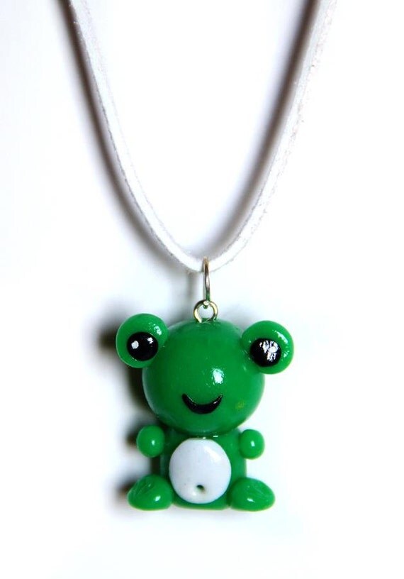 Frog necklace Green necklace Frog pendant by