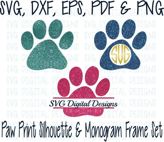 Download SVG Paw Print Cut Files Monogram Frames and Silhouette