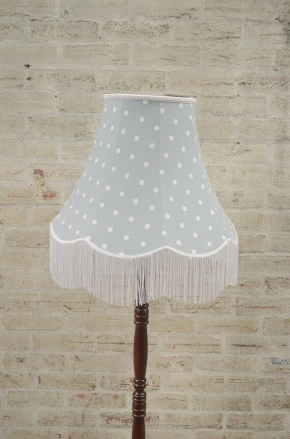 Lampshade duck egg blue polka dots standard lamp floor