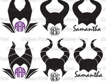 halloween Horns monogram frames Svg, spooky svg, maleficent horns, DXF, Cricut Design Space, Silhouette Studio,Digital Cut Files