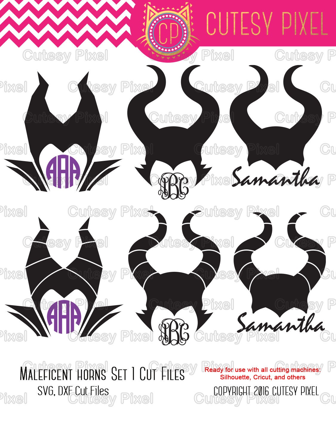 Download halloween Horns monogram frames Svg spooky svg maleficent