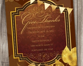 Thanksgiving Invitation, Autumn Invitation, Harvest Invitation #001