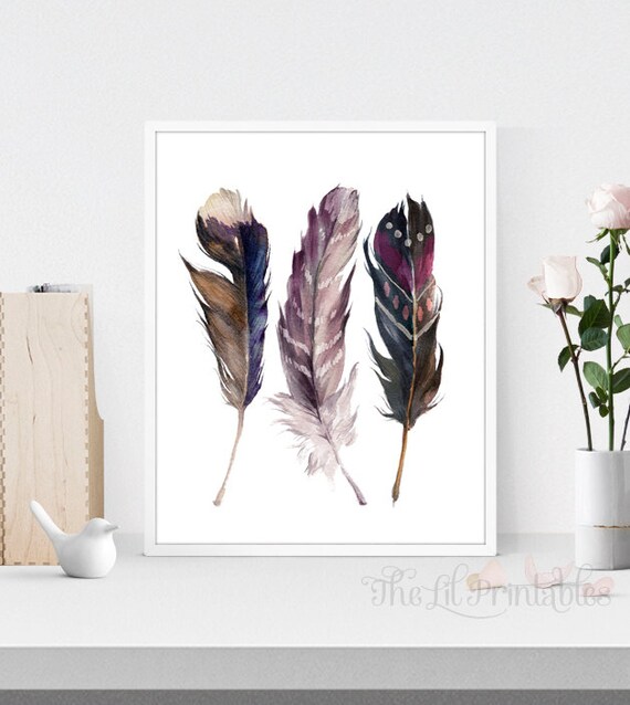 Three Feathers Set Printable Tribal Printable Feather Wall