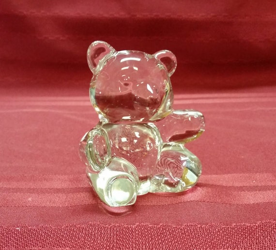 CLEAR Glass Teddy Bear PAPERWEIGHT by AmazingFunVintage on Etsy