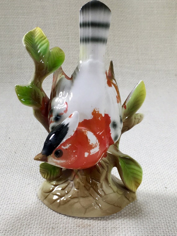 Vintage Ceramic Bird Figurine Numbered Distressed Bird