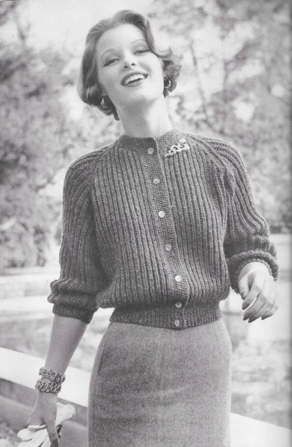 Vintage Knit Pattern Knitted Sweater Pattern 50s Womens