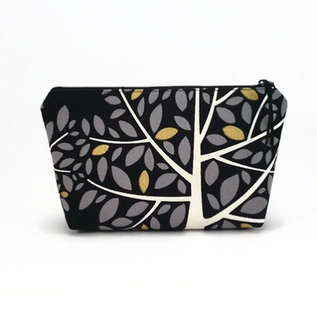 Makeup zipper pouch Black Makeup bag Small makeup pouch