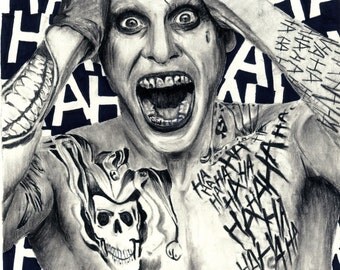 THE JOKER Suicide Squad Charcoal Drawing Art Print