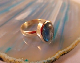 POLISHED KYANITE RING Size 8.5 Sterling Silver