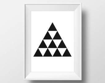 Triangle Art, Triangles Art, Modern Art, Modern Print, Prints, Black And White Affiche, Poster Scandinavia, Design Poster, Art Print #0046