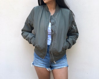 Padded Bomber Jacket, Bomber Jacket, Women's Jacket, Zip Up Jacket, Army Green Jacket, Cute Jacket, Women's Outerwear, Spring Bomber