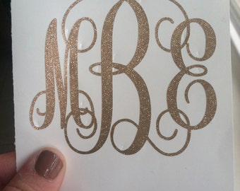 Glitter monogram decal