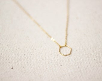 Hexagon Necklace / Dainty Gold Hexagon Necklace / Geometric Necklace / Layered Necklace / Bridesmaid/Birthday Idea