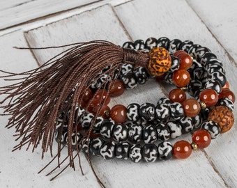 Om Mala, Meditation Necklace, Japa Mala, Om Necklace, Yoga Mala, Yoga Necklace, Boho Bead Necklace