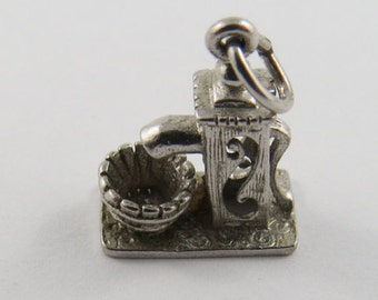 Hand Water Pump Sterling Silver Pendant or Charm.