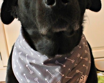 Small Gray Arrow Dog Bandana FREE SHIPPING! Snap and Personalization Options