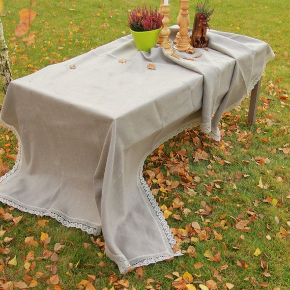 Extra large Linen tablecloth Grey tablecloth by ALiusyDecor