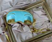 Breakfast at Tiffany’s and Audrey Hepburn in role of Holly Golightly sleeping mask. Cute handmade sleep mask in Tiffany and CO blue color