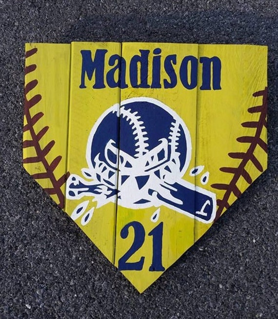 Personalized Softball Player Homebase by PrimitivePaintings