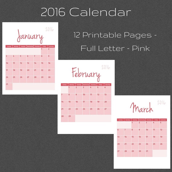 items similar to 2016 calendar printable calendar monthly calendar