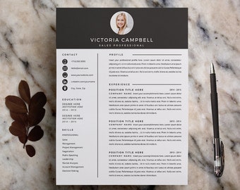 Resume Template | CV Template + Cover Letter for MS Word | Professional and Modern Resume Design | Instant Digital Download