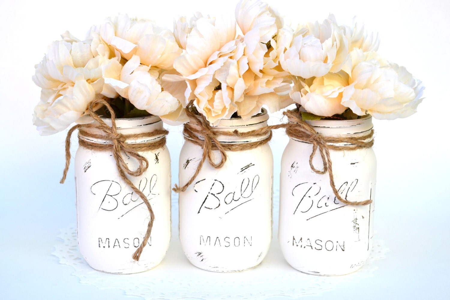 Painted Mason Jars White Mason Jars Bulk Mason Jars Wedding