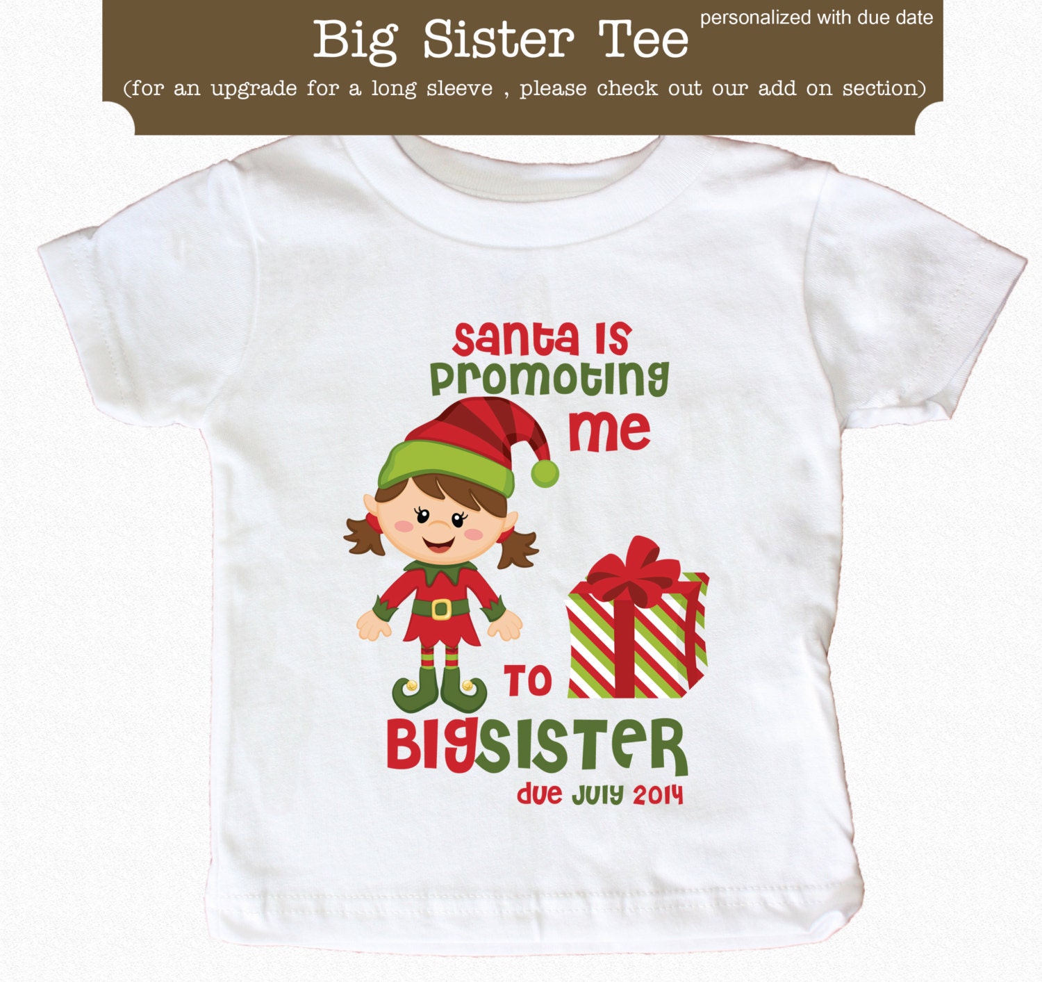 christmas big sister announcement shirt