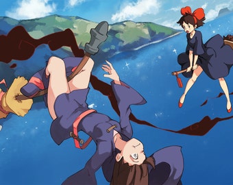 kiki's delivery service x little witch academia original anime art print