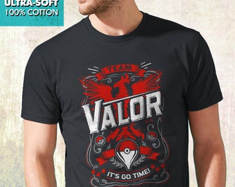 New Pokemon Go Team Valor T-Shirt Team Red Fine Cotton Jersey Pokemon Go Shirt Mens and Ladies Womens T-Shirt Unisex Adult Sizes