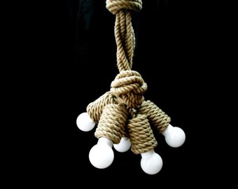 Jute Rope Big Chandelier lighting, 70cm (~27.5"), pendant lighting made from sailing rope, hanging lighting, loft lighting, marine, nautical