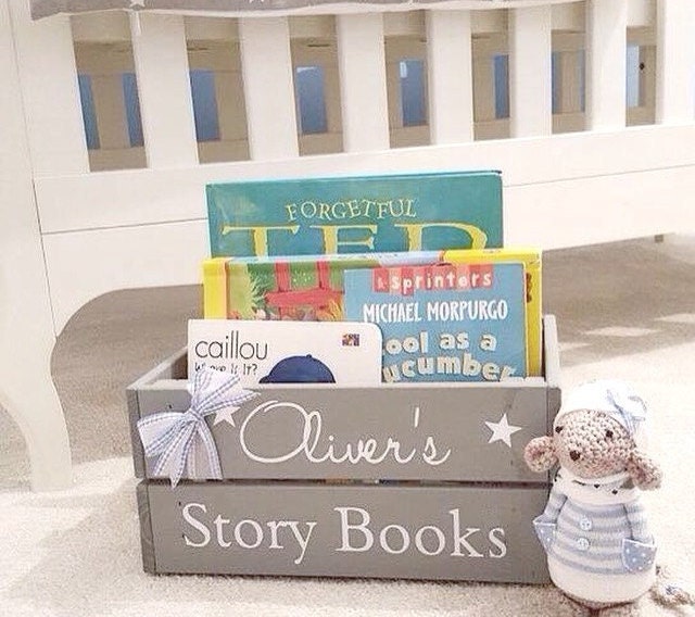 Personalised Children's Wooden Books storage Box/Crate