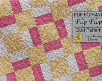 Baby Quilt Pattern, Digital Quilt Pattern, Flip Flop Baby Quilt Pattern, Square Baby Quilt Pattern, Beginner Quilt Pattern, Easy Pattern