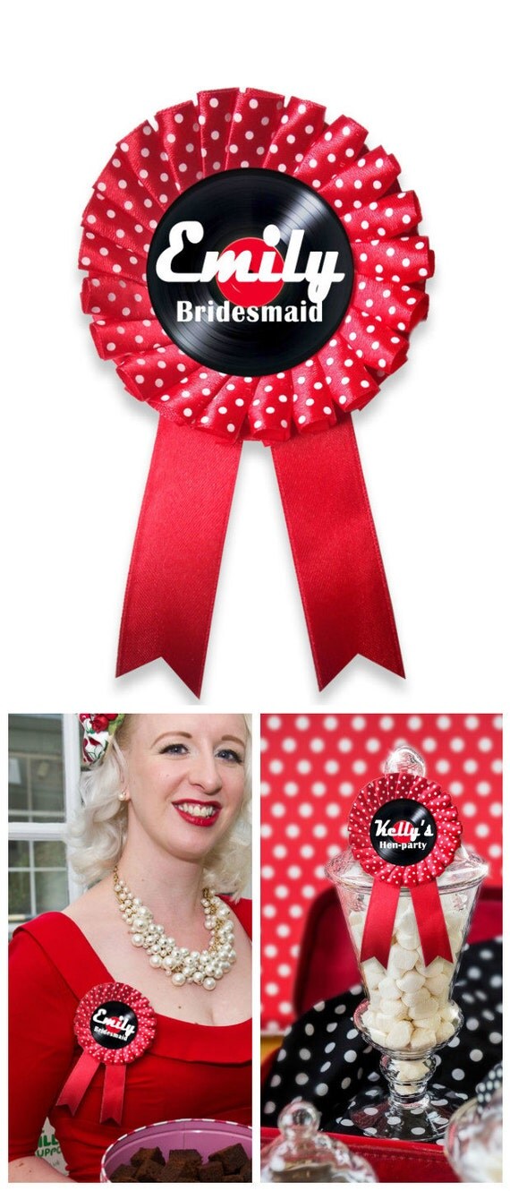 Hens party decorations personalized rosette polka by WoWribbon