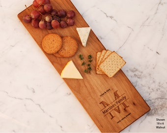 Custom Cheese Board Engraved Wedding Gift Last Name Monogrammed Bridal Shower Gift For Newly Wed Family Established Newly Engaged Gift Ideas